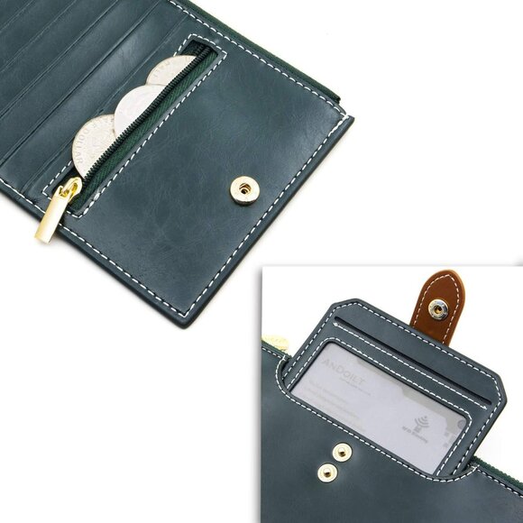 Genuine Leather Wallet RFID Blocking Bifold with Zipper Pocket for Women - Picture 5 of 6